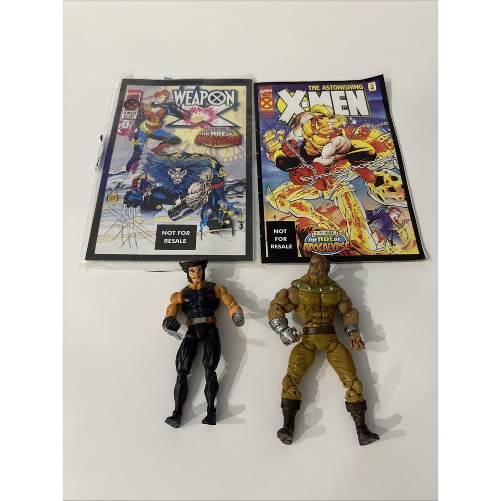 Marvel Legends Weapon X Wolverine & Sabretooth Figure Lot Of 2 with Comic Books